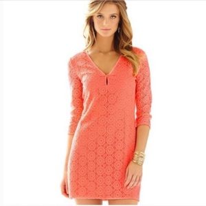 Coral long sleeve lily pulitzer dress